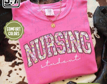 Comfort Colors® Floral Nursing Student Shirt, Future Nurse T-Shirt, Nursing School Shirt TN0830