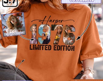 Gepersonaliseerd verjaardagscadeau uit 1976, shirt met eigen foto's, naam en geboortejaar, shirt voor een 50-jarige, limited edition shirt uit 1976, sweatshirt DH00580