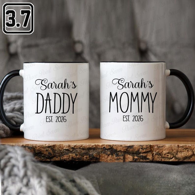 Dad Script Mug Personalized Daddy & Mommy Mug, Custom New Parents Mug With Kids' Name ...