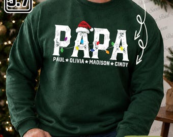 Gepersonaliseerde kerstsweater, kerstverlichting opa, aangepast vakantiecadeau voor papa TN1123-8