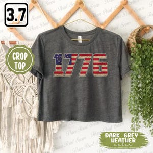 Haut court rétro 1776, t-shirt court 4 juillet, haut court drapeau USA, t-shirts courts drapeau Amérique TN0695