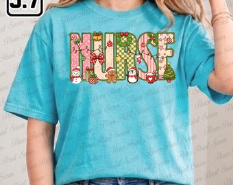 Camiseta navideña para enfermeras, sudadera navideña estilo preppy para enfermeras, camiseta navideña para enfermeras, regalo de Navidad para enfermeras registradas TN2247-6