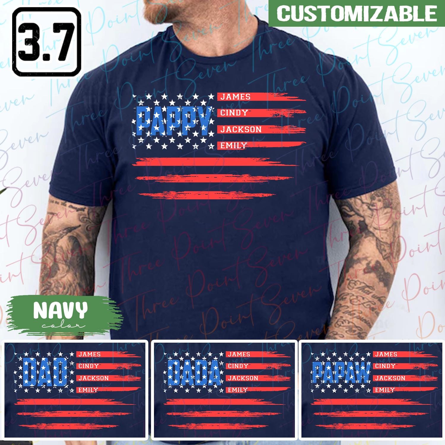 Personalized Pappy Flag Shirt, Custom Grandpa With Grandkids Names