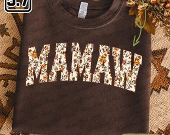 Personalized Fall Mamaw Sweatshirt, Floral Autumn Grandma Shirt, Retro Thanksgiving Gift TN2258