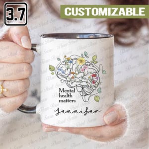 Taza personalizada &quot;Salud Mental Importa&quot;, taza &quot;Cerebro&quot;, taza personalizada para psicólogo, regalo para enfermera, regalo para neurocientífico TN0417