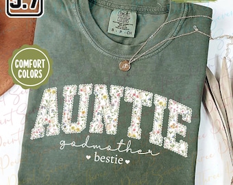 Auntie Godmother Bestie Shirt, Gift for Godmother Proposal, Floral Godmother Comfort Colors® Shirt, Baptism Day Gift TN1593