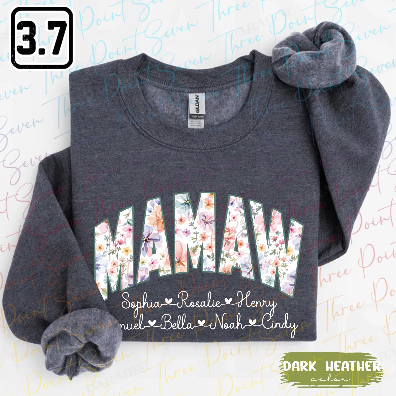 Personalized Floral Mamaw Sweatshirt, Retro Mamaw Sweatshirt