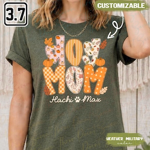 Gepersonaliseerde herfstshirt hond moeder, Thanksgiving-cadeau voor mama, shirt Autumn Vibes, cadeau hondenliefhebber TN0965-3