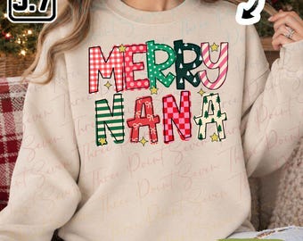 Personalized Merry Nana Sweatshirt, Christmas Grandma Shirt, Custom Retro Nana Shirt TN2370-2