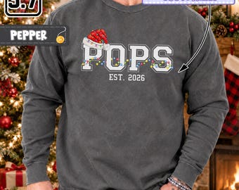 Personalized Pops Christmas Shirt, Custom Christmas Gift For Grandpa, New Grandparent Xmas Shirt, Pops Holiday Shirt, Sweatshirt DH00589