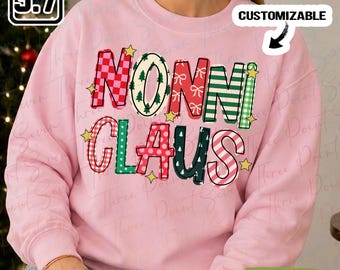 Personalized Nonni Claus Sweatshirt, Christmas Nonni Shirt, Custom Retro Grandma Shirt TN2370-10