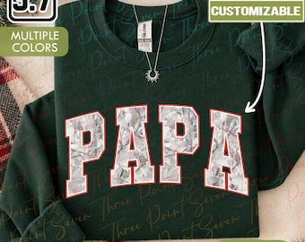 Gepersonaliseerde kersttrui voor papa, sneeuwcamouflage opa shirt, papa wintercadeau TN2451-8