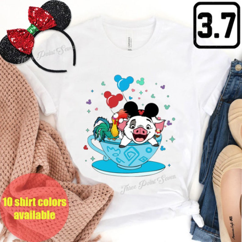 Moana Shirt Pua and Hei Hei, Disney Teacup Shirt, Disney Matching Shirt, Family Vacation Matching Adult and Kids, Animal Kingdom Shirt E0401 image 3