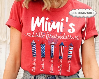 Personalized Mimi Little Firecrackers Shirt, Patriotic Grandma T-Shirt & Sweatshirt, 4th of July Shirt TN1663