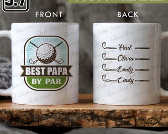 Personalisierter Bester Papa Durch Par-Becher, benutzerdefinierter Golf-Großvater mit den Namen der Enkelkinder, Golf-Papa-Becher, Golf-Liebhaber-Geschenk TN0604-2