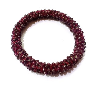 Vintage Garnet Bangle: Almandine Rope Braided Bracelet