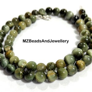 AAA+ Cat&#39;s Eye Gemstone Necklace, Natural Cat&#39;s Eye Necklace, Cat&#39;s Smooth Round Bead, Unisex Jewelry Beads, Unique Necklace, Latest Jewelry