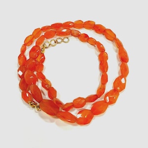 AAA+ Carnelian Beads Necklace, Natural Carnelian Jewelry Necklace, Carnelian Gemstone Oval Faceted Necklace, Carnelian Necklace