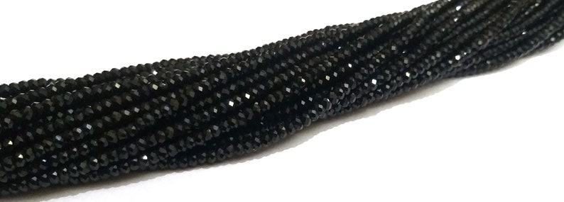 Indian Black Tourmaline Beads Indian Black Tourmaline 4mm Beads Faceted Rondelle Tourmaline Jewelry Loose Beads 16 Strand