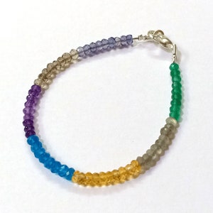 Handmade 7 Chakra Bracelet: Multi-Stone Rondelle Bead Bracelet