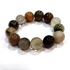 Natural Rutile Quartz Bracelet, Smooth Plain Round Dainty Natural Quartz Semi Precious Beads Jewelry Beaded Bracelet, Adjustable Bracelet