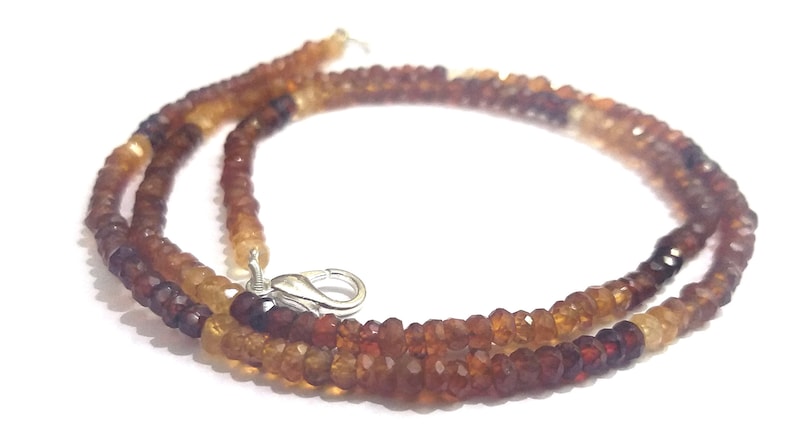 Hessonite Garnet Jewelry Necklace Hessonite Garnet Beaded Jewelry Long Necklace Handmade Hessonite Garnet Beads