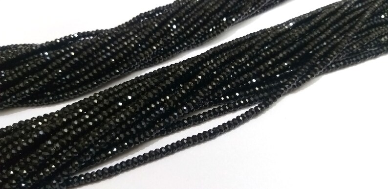Indian Black Tourmaline Beads Indian Black Tourmaline 4mm Beads Faceted Rondelle Tourmaline Jewelry Loose Beads 16 Strand