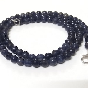 AAA+ IOLITE NECKLACE, Iolite Smooth Round Beads Jewelry Necklace, Natural Iolite 6mm Beads Necklace, Perfect Gift For Loved Ones
