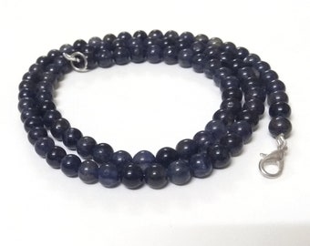 Iolite Necklace: AAA Smooth Round 6mm Beads