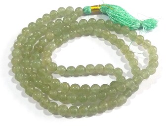 Green Aventurine Mala Necklace: 108 Prayer Beads, Buddhist Meditation