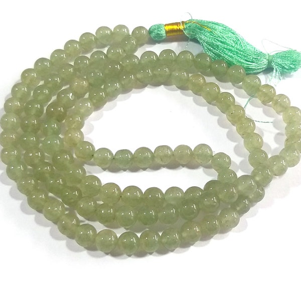 Prayer Beads Green Aventurine Necklace, Green Aventurine Mala, 108 Mala Beads, Buddhist,Tibetan,Wrist Wrap Meditation Beads, Jade Necklace