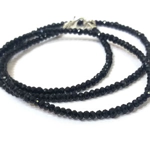 Faceted Black Tourmaline Necklace: AAA Quality Gemstone, 18&quot; Strand