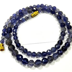 Natural Iolite Beads Necklace, Iolite Rondelle Faceted Beaded Necklace, AAA+ Quality Iolite Bead Necklace, Jewelry Necklace For Special Ones