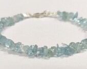 Handmade Raw Aquamarine Jewelry Bracelet, Aquamarine Chips Beads Bracelet, Sky Aquamarine Beads Raw Chips Nuggets Jewelry Bracelet