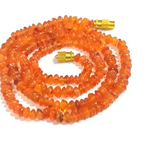 Handmade Carnelian Plain Button Rondelle Beads Necklace, AAA+ Carnelian Rondelle Smooth Beaded Jewelry Long Necklace, Button Necklace