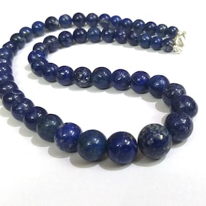 AAA Lapis Lazuli Round Bead Necklace - 17 Inch Gemstone Necklace