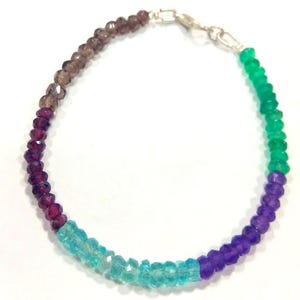 Natural 5 CHAKRA BRACELET, Multi Stones Bracelet, Handmade Gemstone Bracelet, 3-4mm Rondelle Faceted Beads For Unisex