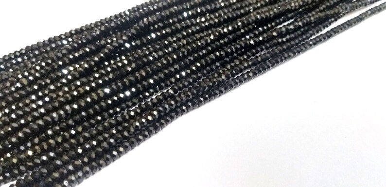 Indian Black Tourmaline Beads Indian Black Tourmaline 4mm Beads Faceted Rondelle Tourmaline Jewelry Loose Beads 16 Strand
