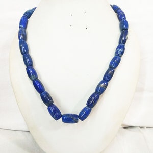 Lapis Lazuli Beads Necklace: Unisex Gemstone Jewelry, 20 Inches