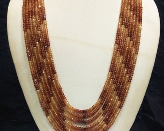 Handmade 7-Layer Hessonite Garnet Faceted Beads Necklace