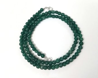 Collar de aventurina verde: cuentas redondas de piedras preciosas, calidad AAA