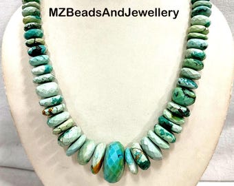 Tibetan Turquoise Necklace: AAA Faceted Rondelle Beads, 20"