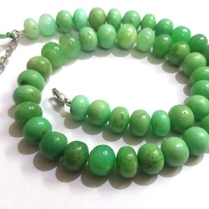 Chrysoprase Smooth Beads Necklace,Natural Chrysoprase Gemstone Necklace, Chrysoprase  Jewelry Necklace, Chrysoprase Rondelle Necklace 16"