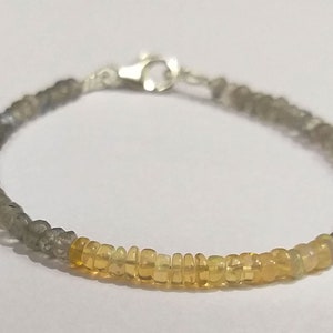 Handmade Labradorite & Opal Beaded Bracelet: Dainty Gemstone Jewelry