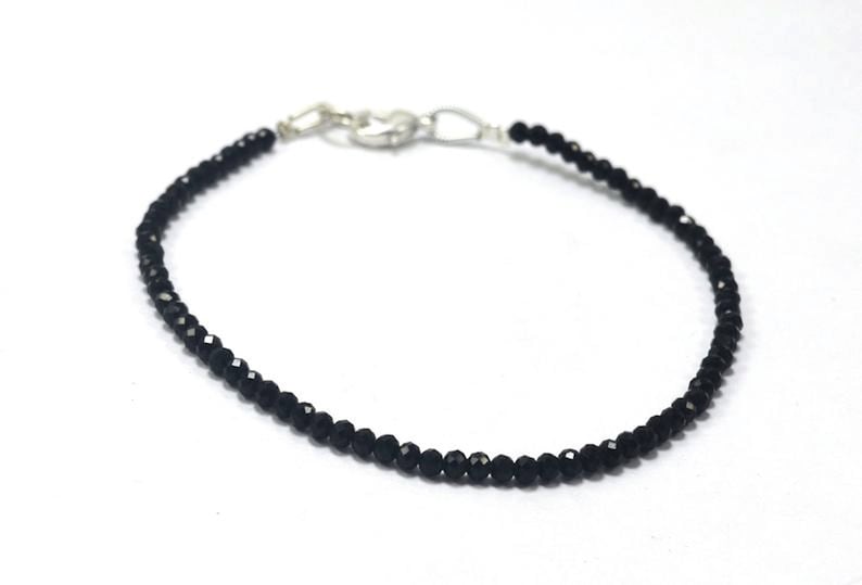 Black Tourmaline Jewelry Bracelet Faceted Dainty Tourmaline Jewellery Black Tourmaline 3-4mm Jewelry Bracelet Beaded Tiny Bracelet