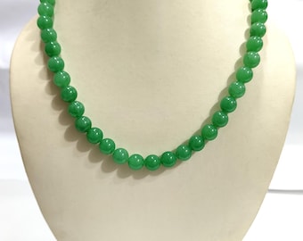 Collar de aventurina verde natural, cuentas redondas lisas de 10 mm, 18 pulgadas