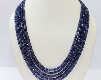 Iolith Wassersaphir Halskette: AAA Facettierte Rondelle Edelstein Perlen