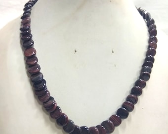 AAA Red Tiger Eye Necklace: 20" Coin Bead Jewelry