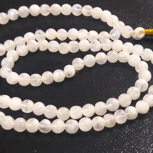 Rainbow Moonstone Prayer Beads: 108 Bead Tassel Necklace