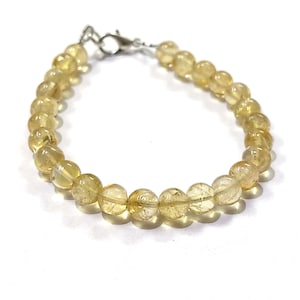 Dainty Citrine Bracelet: AAA Quality Smooth Round Gemstone Beads
